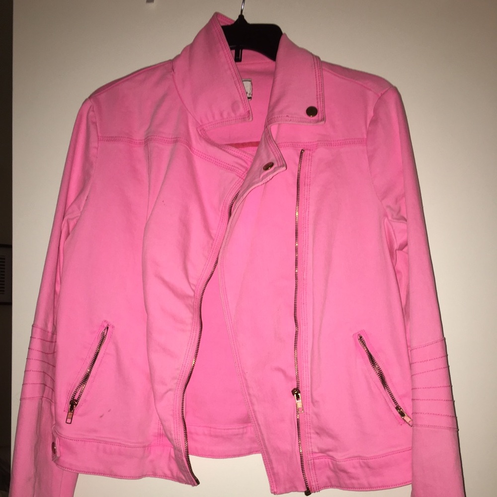 Hot pink denim jacket